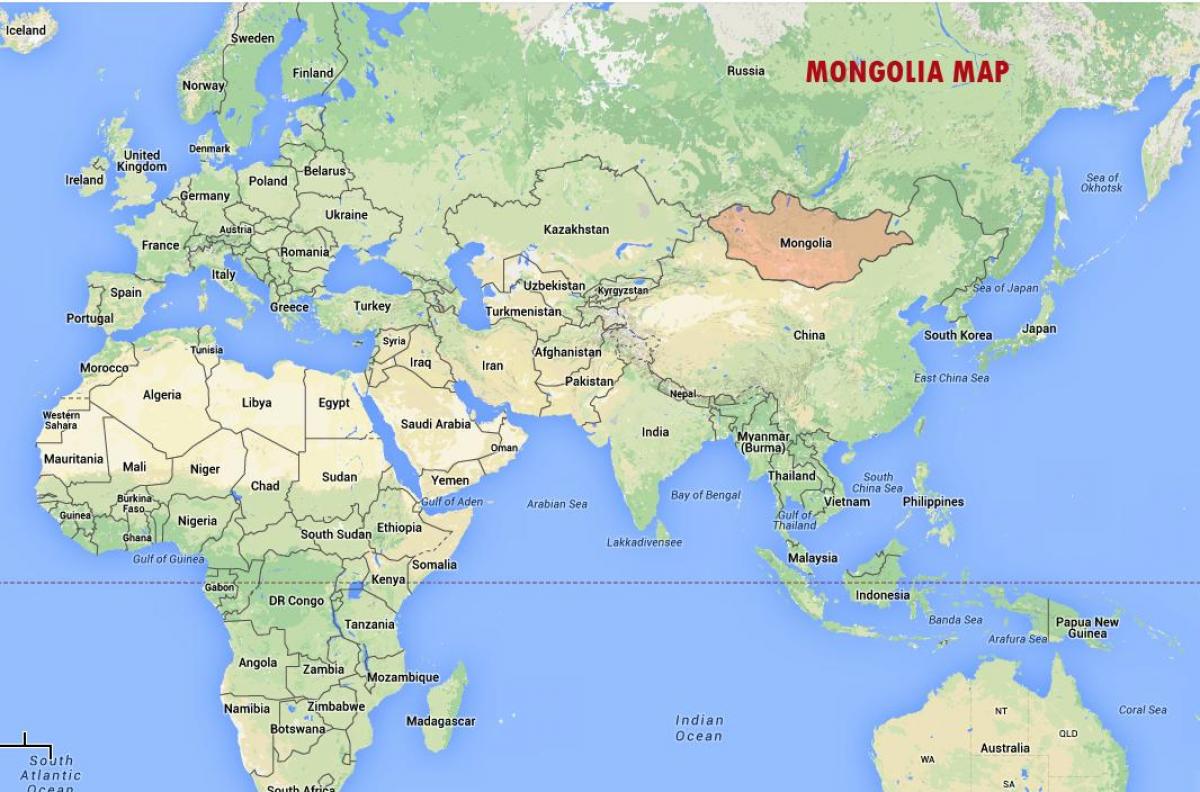 мапата на светот покажува Монголија