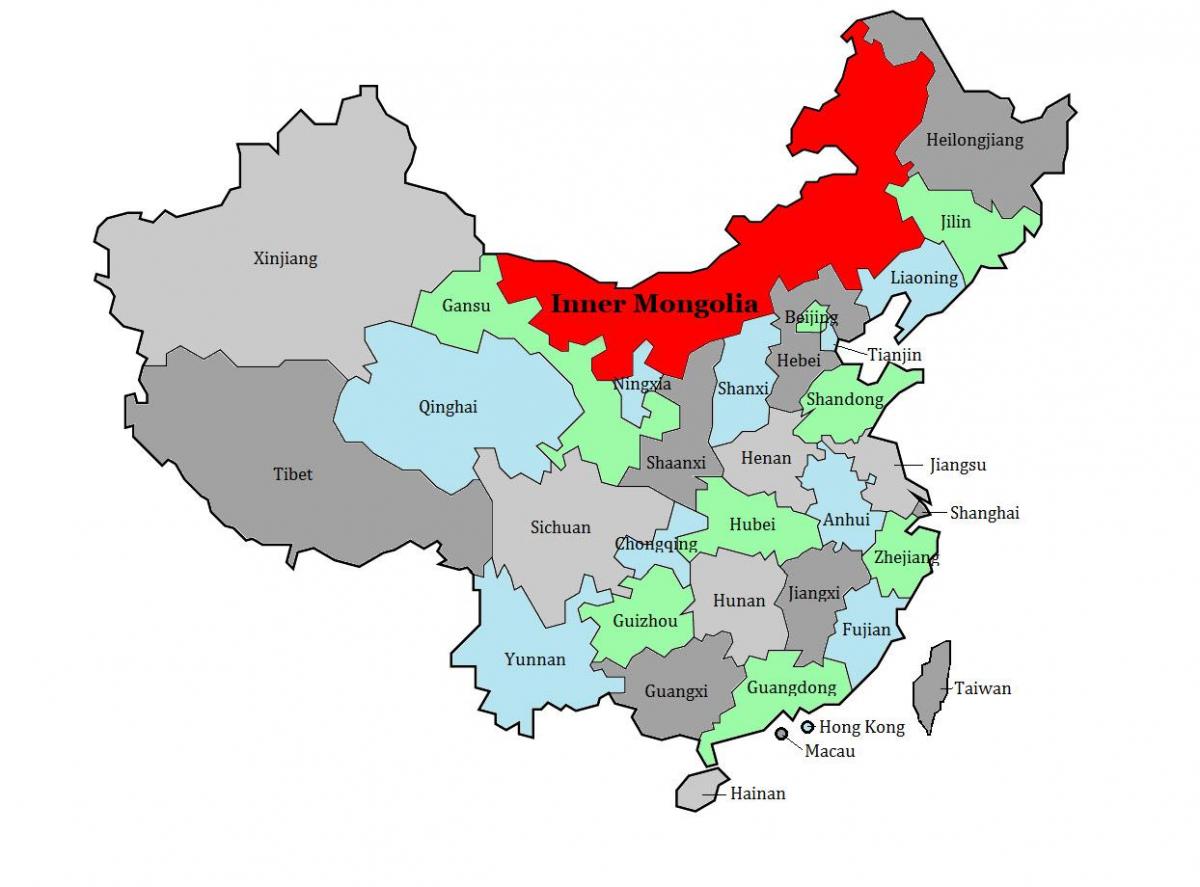 карта на регионот Монголија