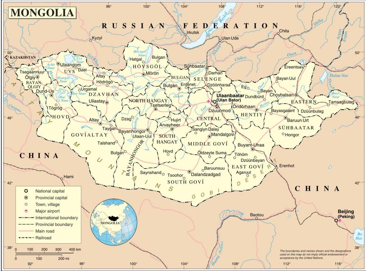 Монголија земја мапа