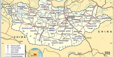 Монголија туристичка мапа